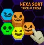 Halloween and puzzle sorting meet in Hexa Sort Trick or Treat, a colorful puzzle game. Players must put colorful candies, potions, and Halloween items in hexagonal containers.
